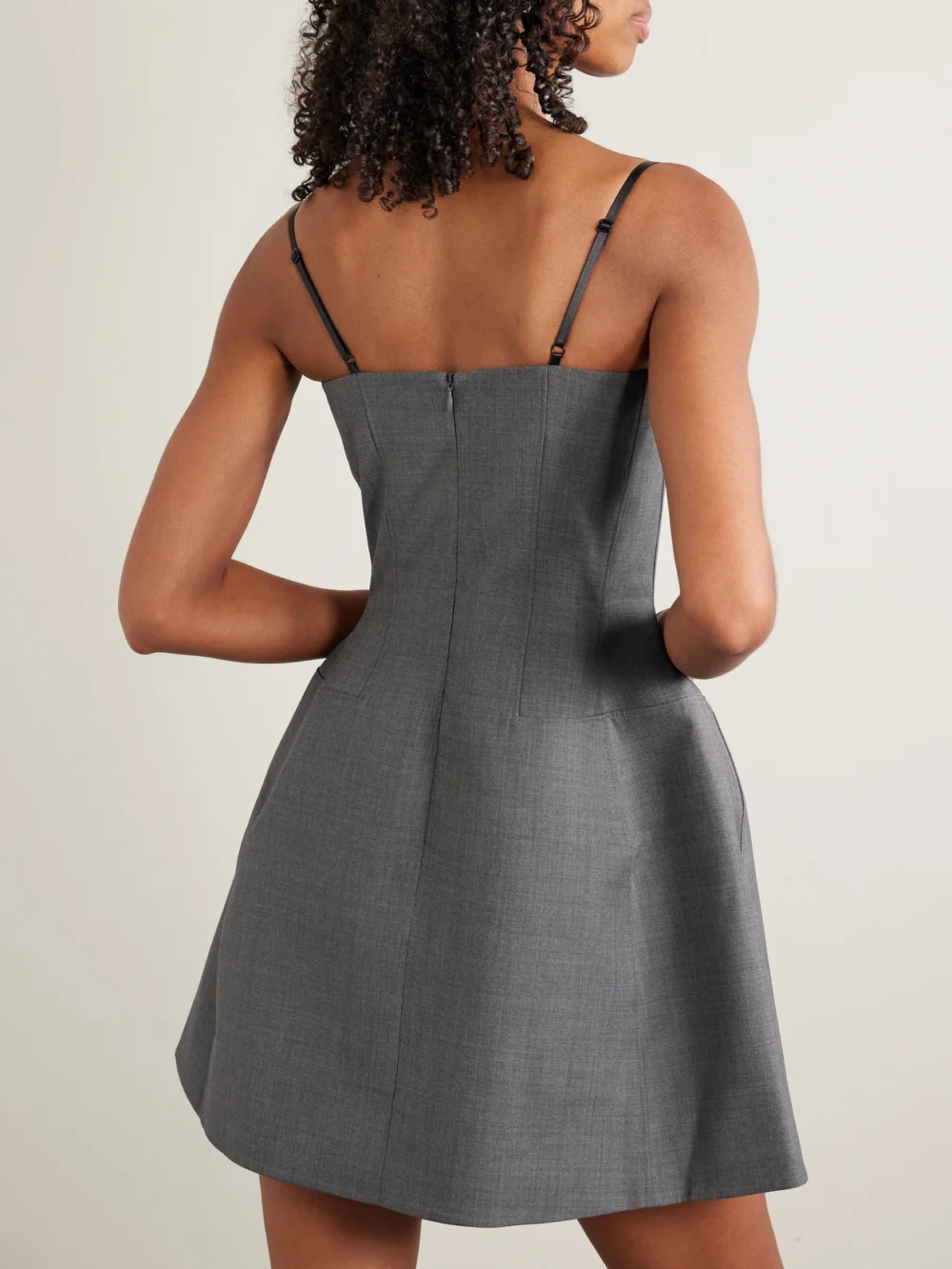 Back view of the Shushu/Tong Lace and Velvet-trimmed Twill Mini Dress