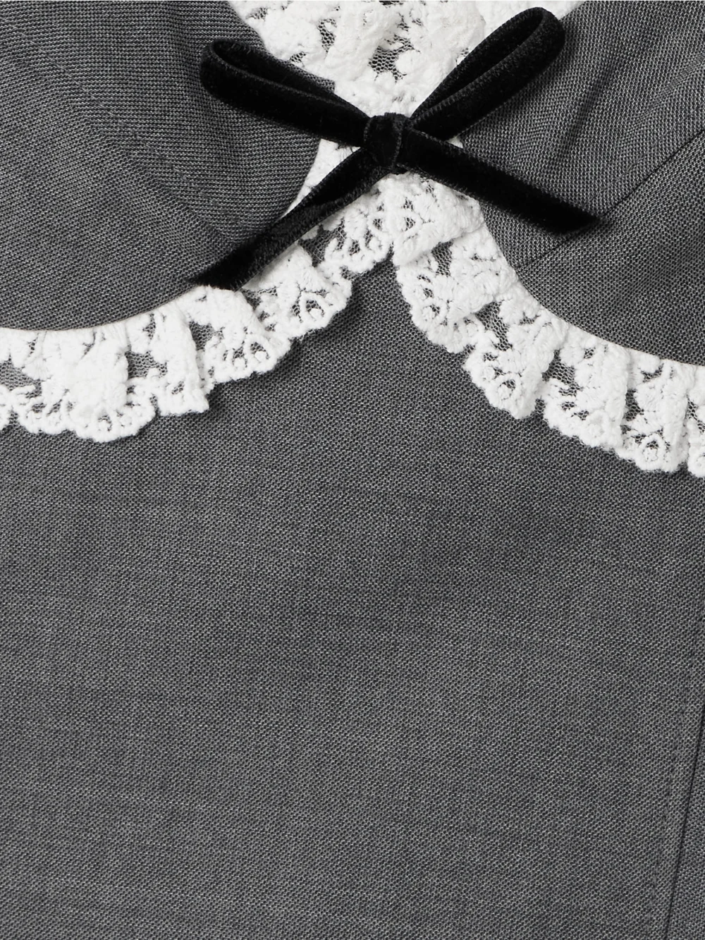 Close-up detail of the Shushu/Tong Lace and Velvet-trimmed Twill Mini Dress