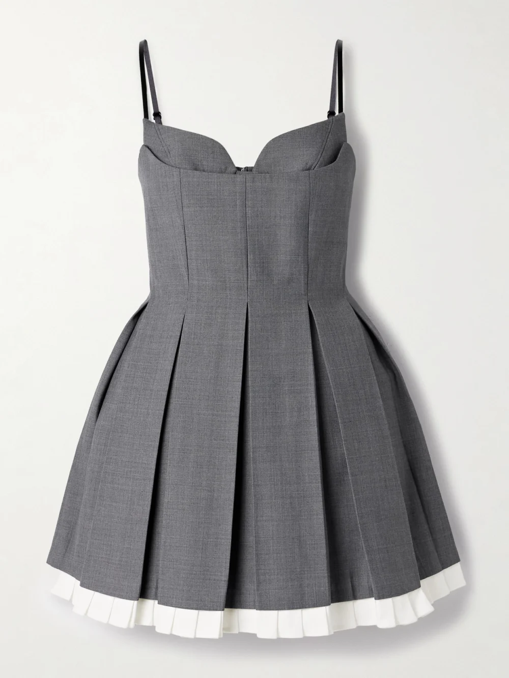 Shushu/Tong Layered Pleated Twill Dress in gray