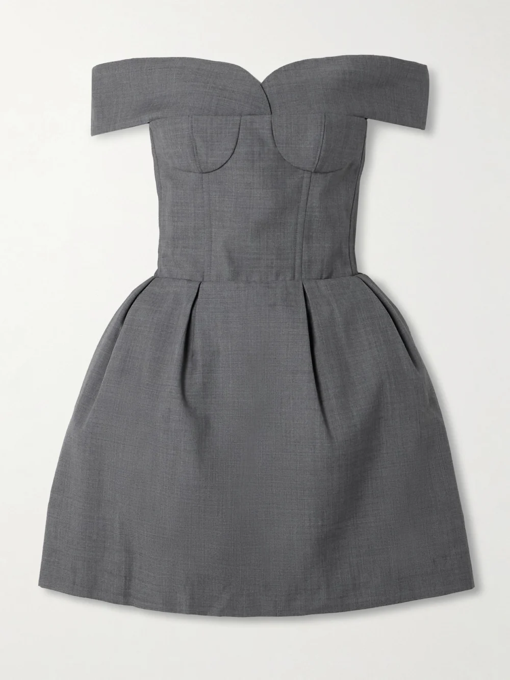 Shushu/Tong Off-the-shoulder Gathered Woven Mini Dress in gray