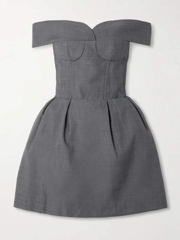 Shushu/Tong Off-the-shoulder Gathered Woven Mini Dress