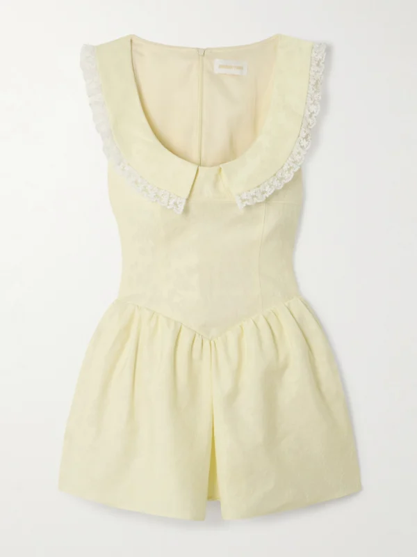 Shushu/Tong Ruffled Lace-trimmed Cady-jacquard Mini Dress