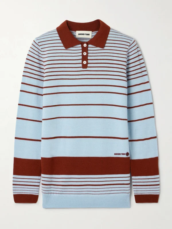 Shushu/Tong Striped Knitted Polo Sweater