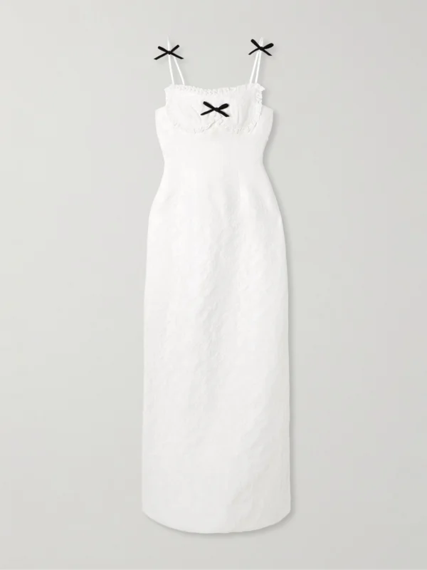 Shushu/Tong Velvet- and Lace-trimmed Brocade Gown