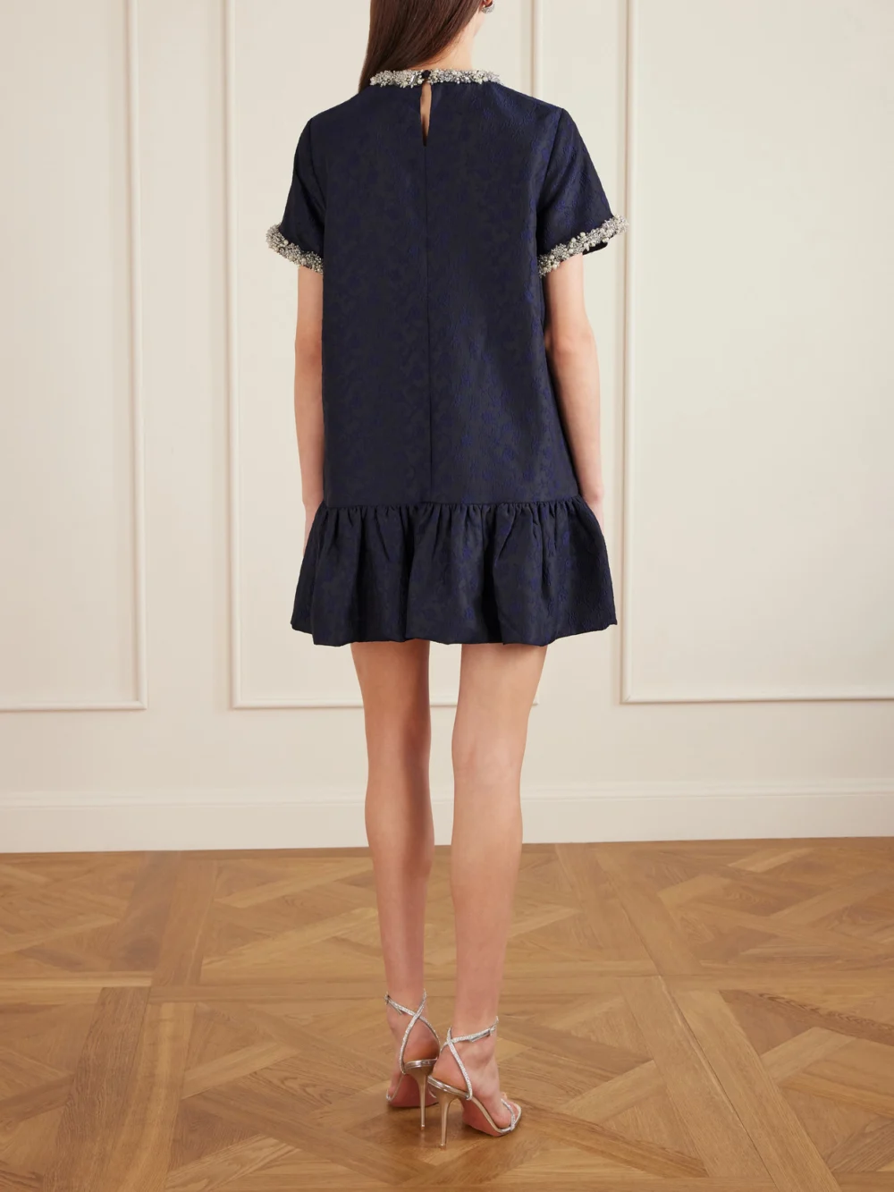 Back view of the Simkhai Alison Embellished Jacquard Mini Dress