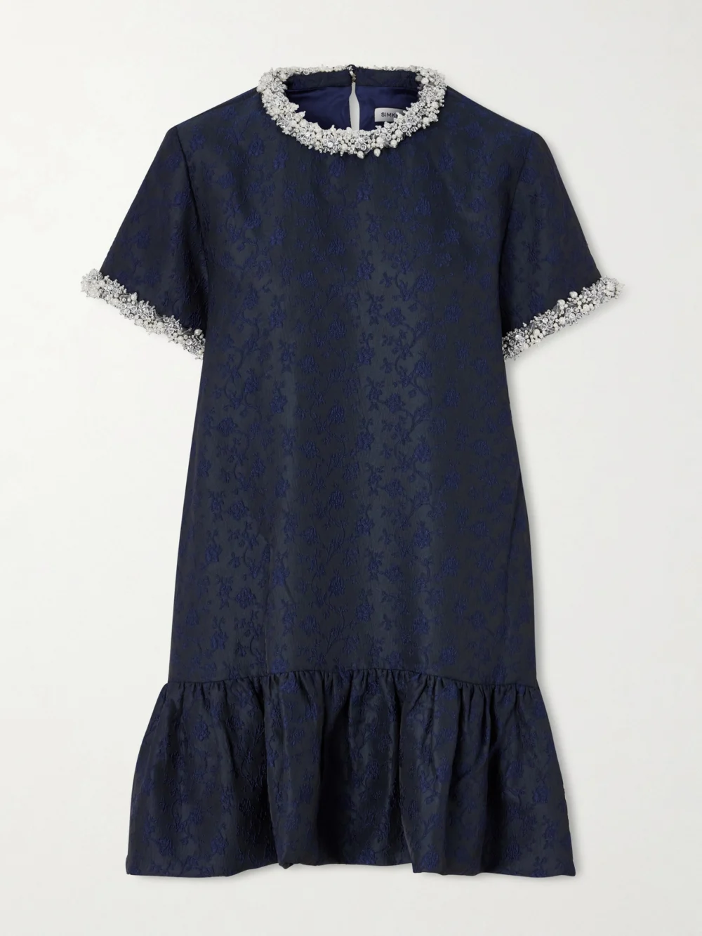Simkhai Alison Embellished Jacquard Mini Dress in navy