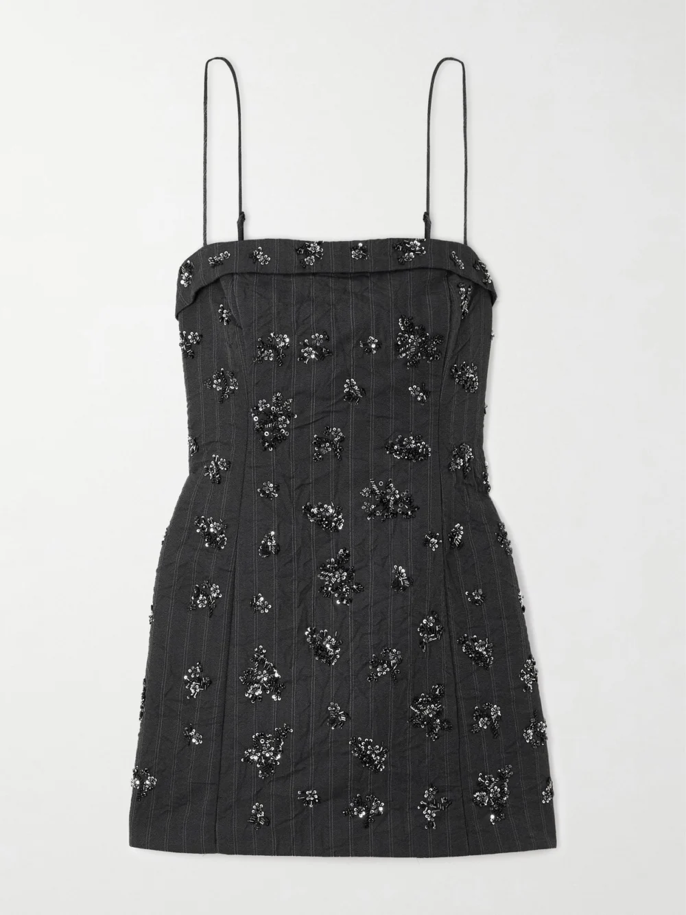 Simkhai Anden Embellished Striped Woven Mini Dress in gray