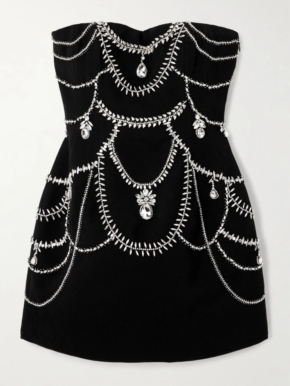 Simkhai Arta Strapless Crystal-embellished Cady Mini Dress in black