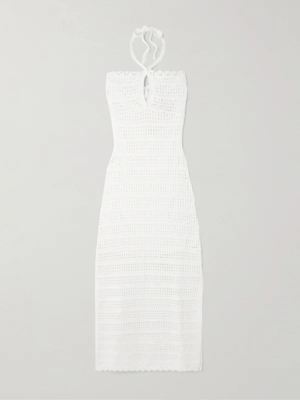 Simkhai Cutout Crocheted Cotton-blend Halterneck Maxi Dress