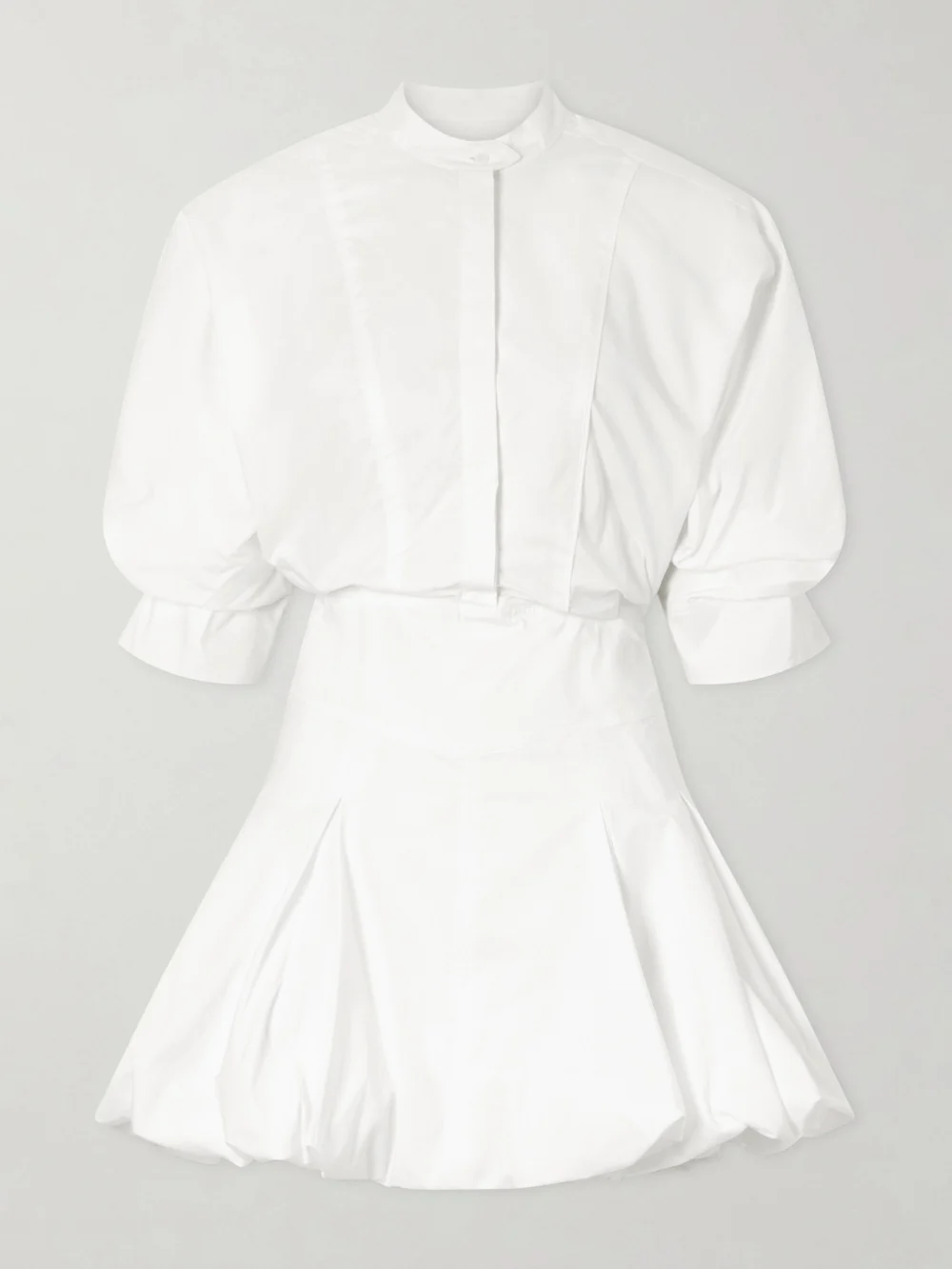 Simkhai Effie Bubble Pleated Cotton-blend Poplin Mini Dress in white