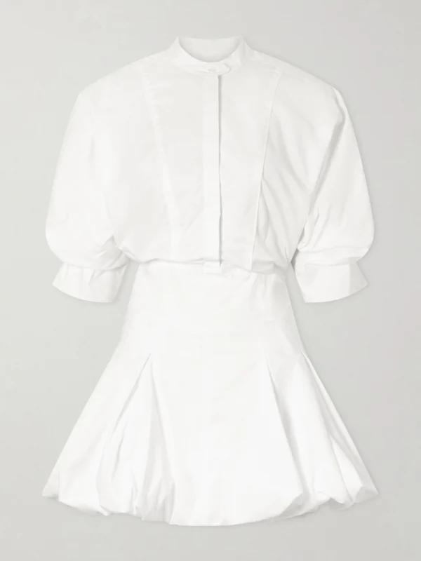 Simkhai Effie Bubble Pleated Cotton-blend Poplin Mini Dress