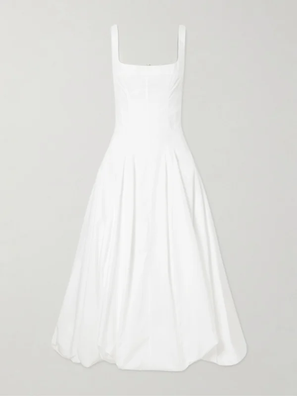 Simkhai Hally Pleated Cotton-blend Midi Dress