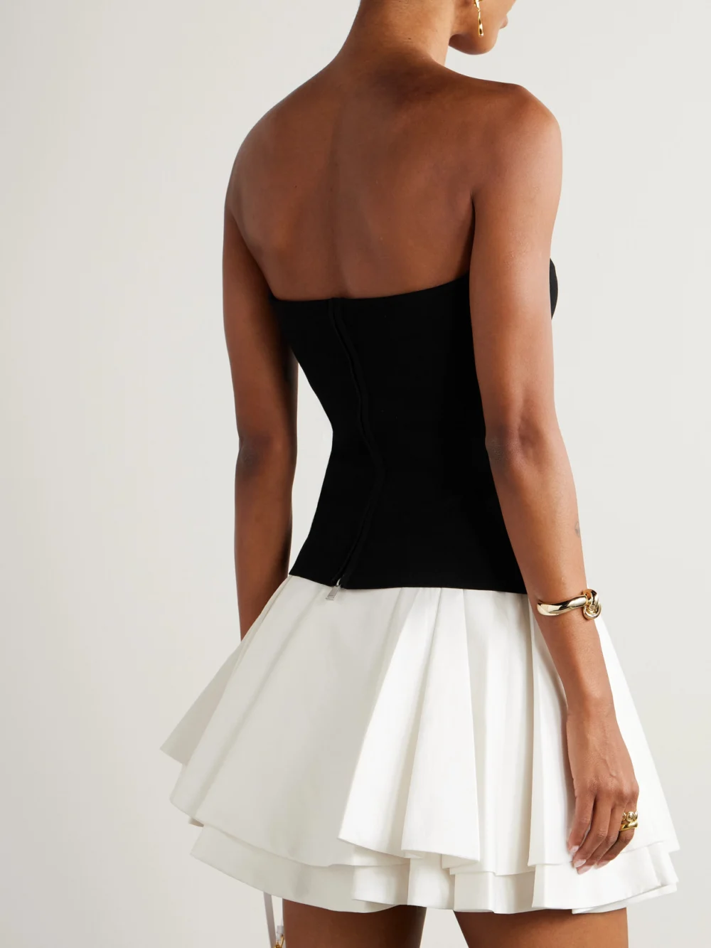 Back view of the Simkhai Isabelle Ponte and Taffeta Midi Dress