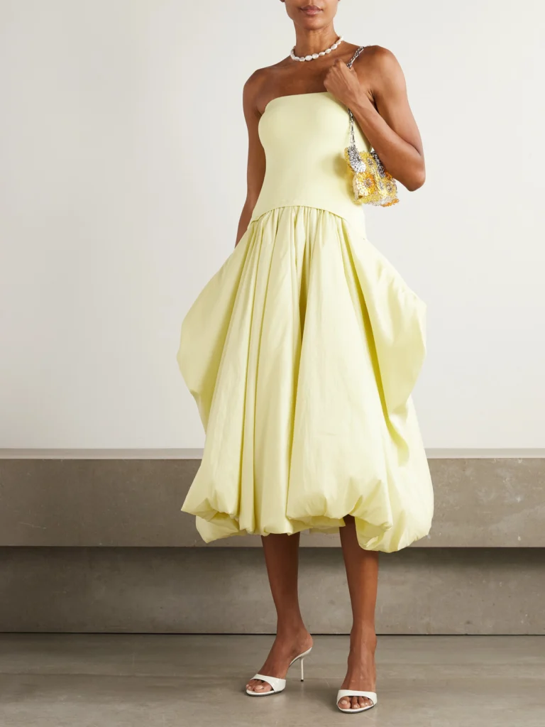 Simkhai Izzy Stretch-knit and Gathered Taffeta Midi Dress