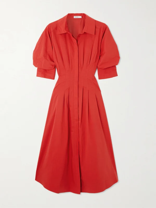 Simkhai Jazz Pleated Cotton-blend Poplin Midi Shirt Dress