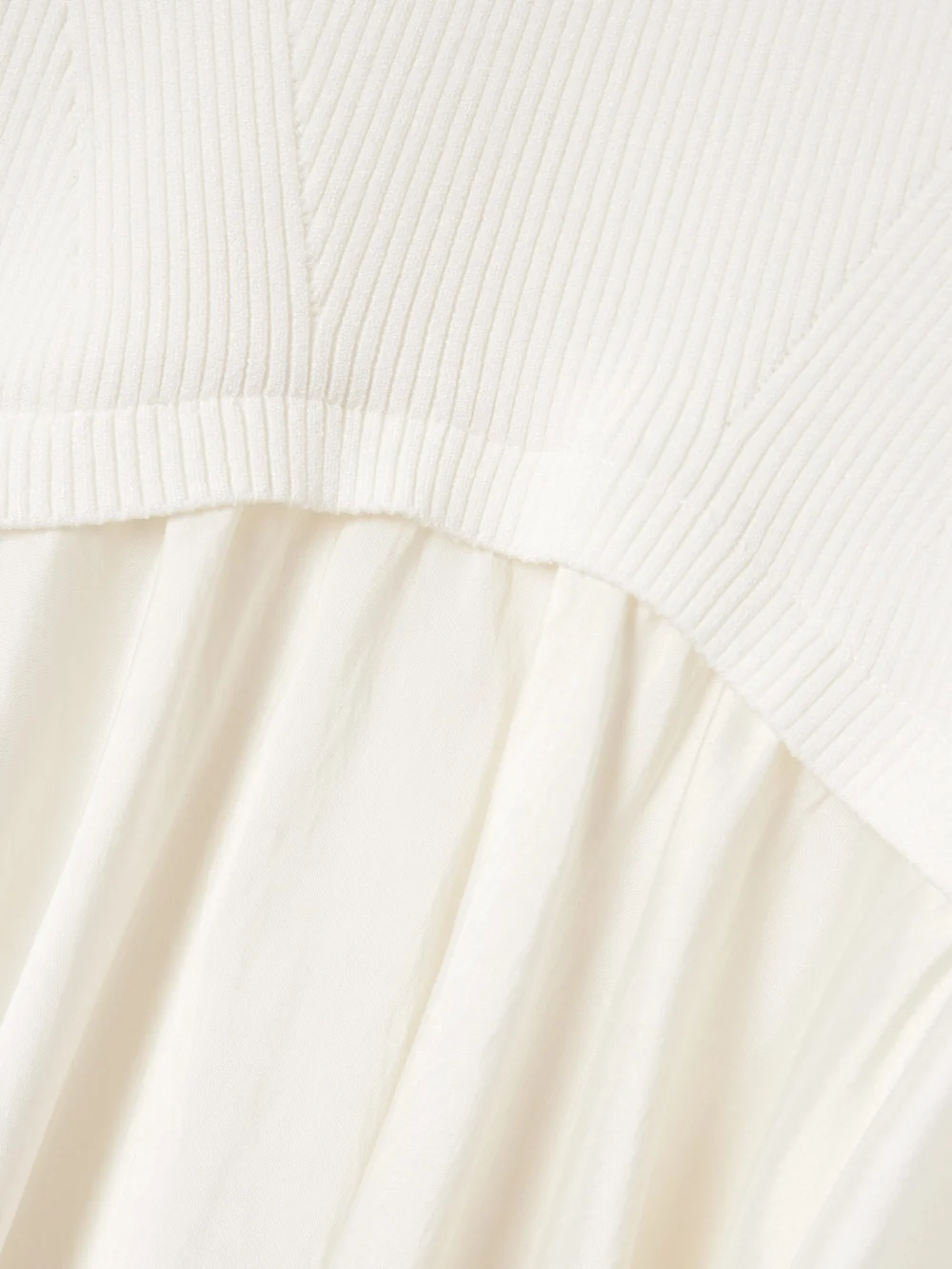 Close-up detail of the Simkhai Kenny Ribbed-knit and Pleated Taffeta Mini Dress