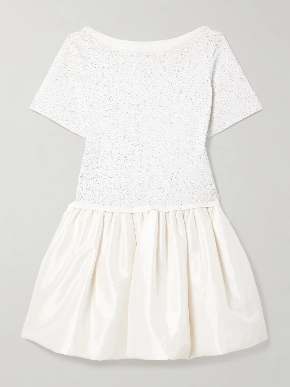 Simkhai Kenz Sequin-embellished Stretch-knit and Gathered Taffeta Mini Dress in ivory