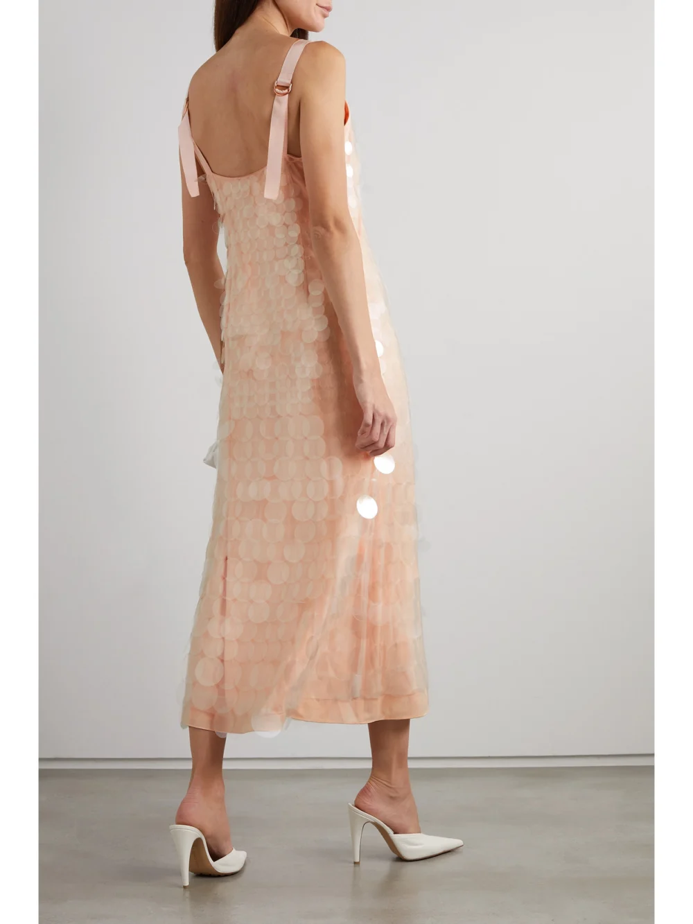 Back view of the Simkhai Madysen Sequined Tulle Midi Dress