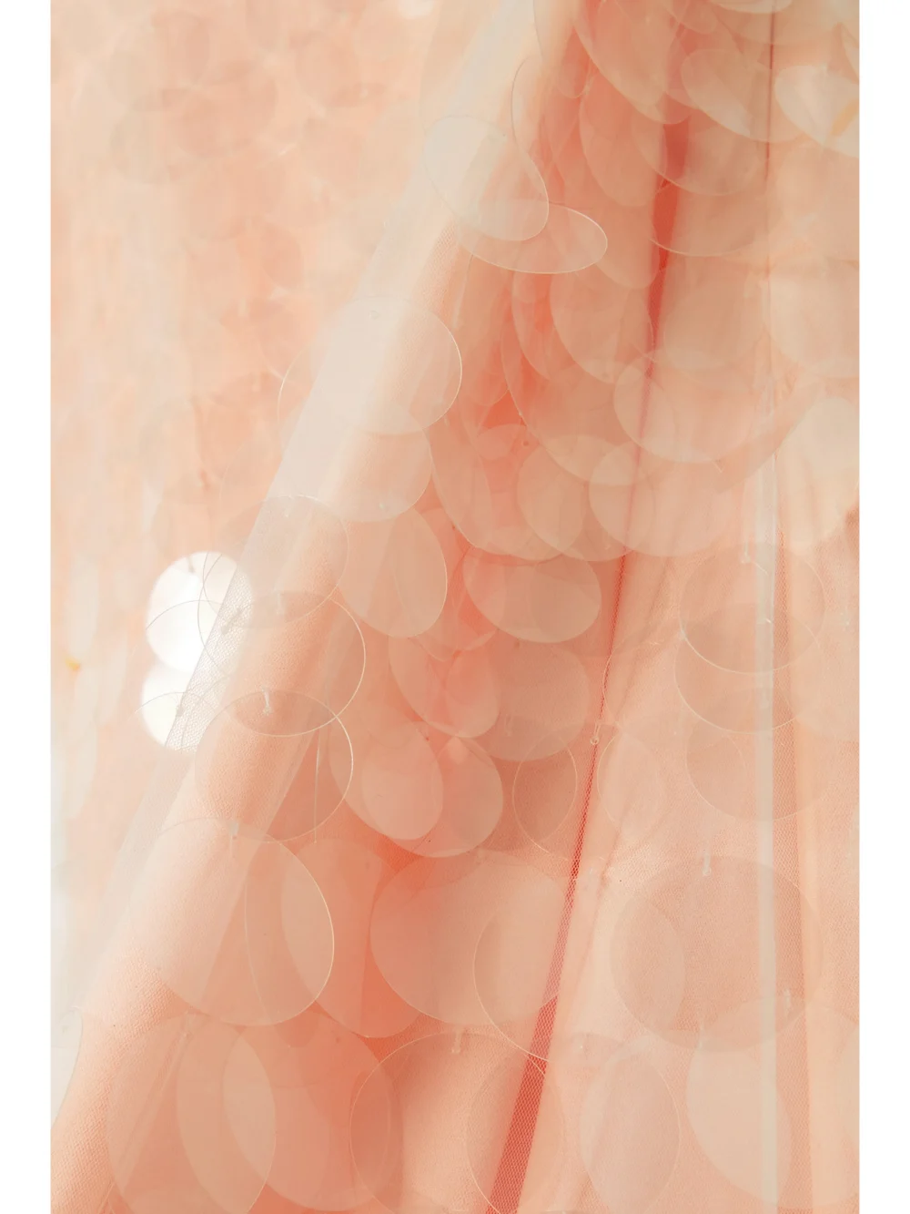 Close-up detail of the Simkhai Madysen Sequined Tulle Midi Dress