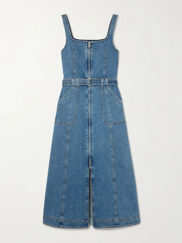 Simkhai Manson Belted Denim Midi Dress