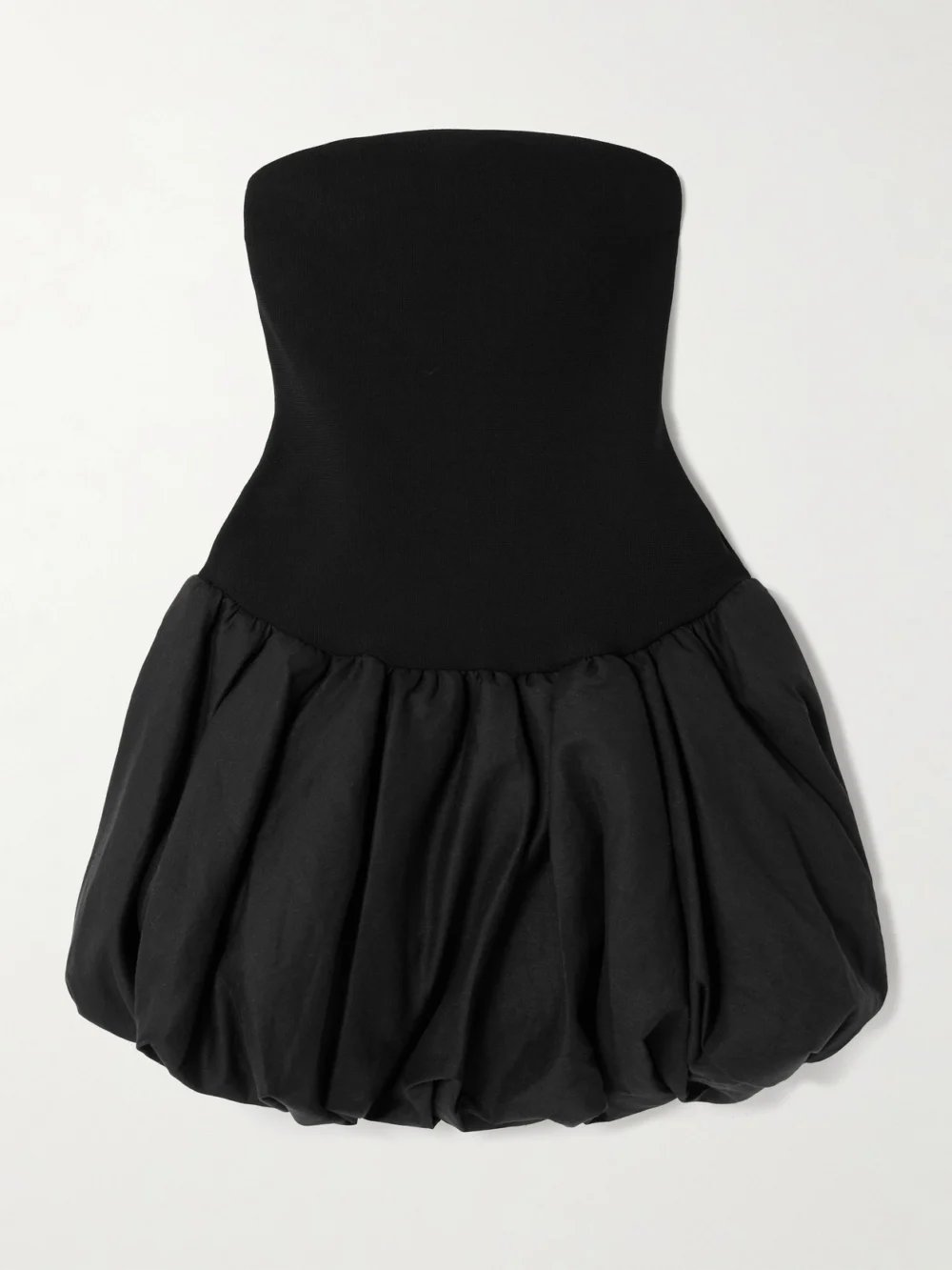 Simkhai Pollie Strapless Stretch Recycled-knit and Linen-blend Mini Dress in black