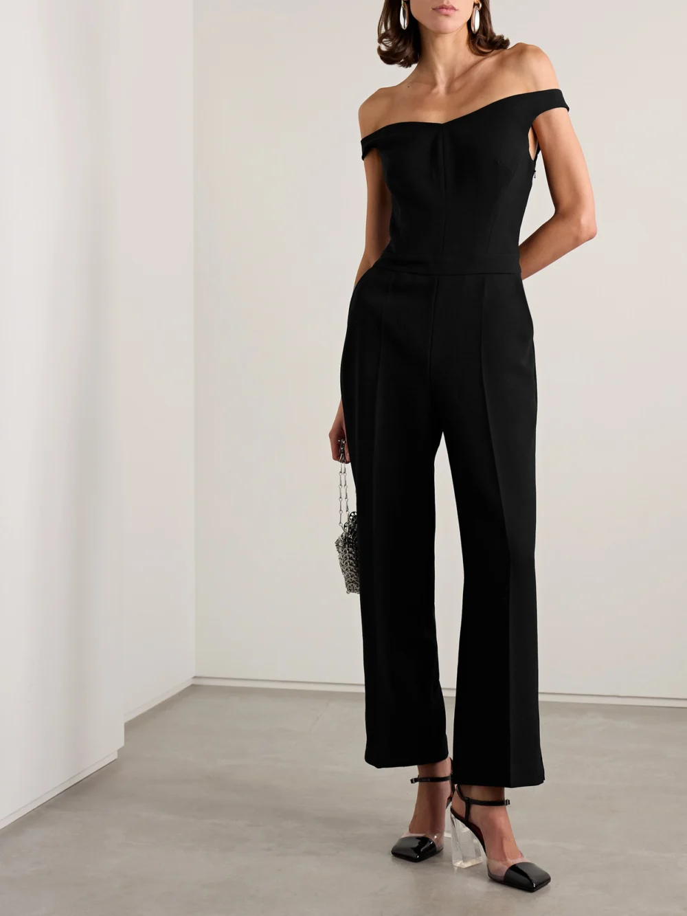 Simkhai Rhodes Paneled Crepe Jumpsuit, worn by a model