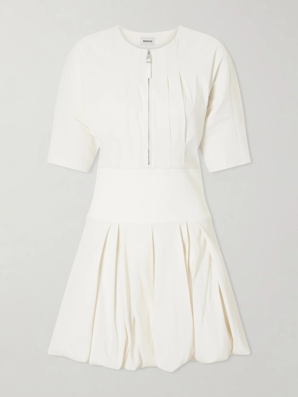 Simkhai Risel Pleated Poplin Mini Dress in white
