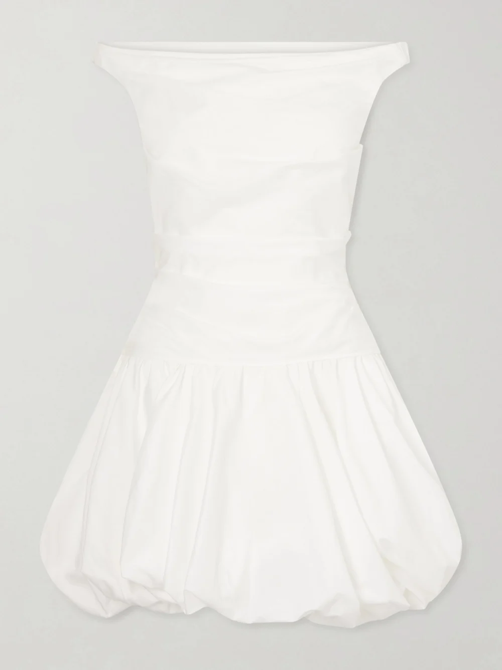 Simkhai Salina Ruched Cotton-blend Poplin Mini Dress in white