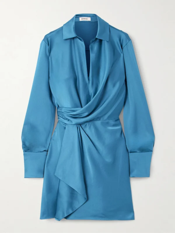 Simkhai Talit Wrap-effect Draped Satin Mini Dress