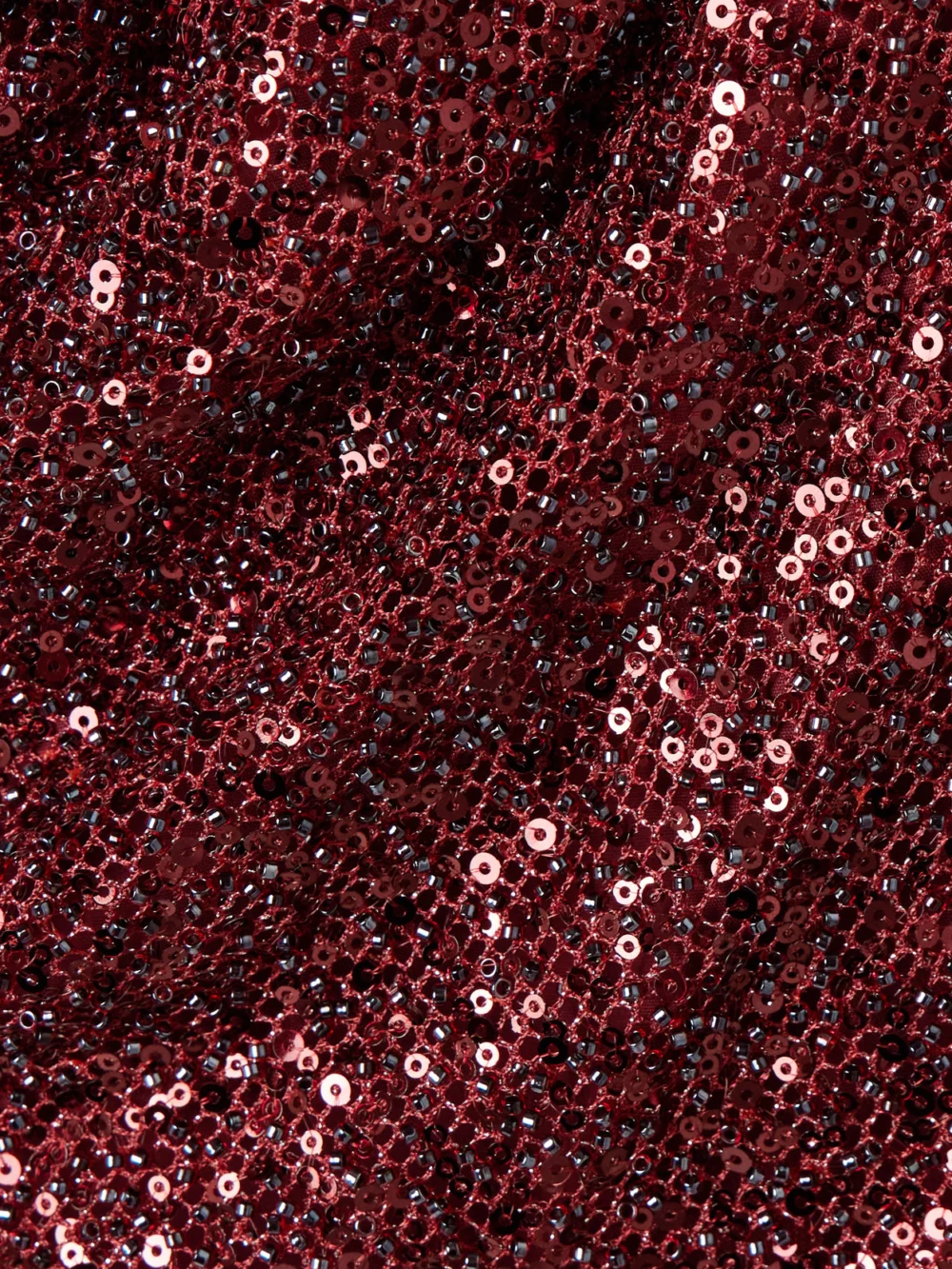 Close-up detail of the Simkhai Zaria Embellished Draped Mesh Midi Dress