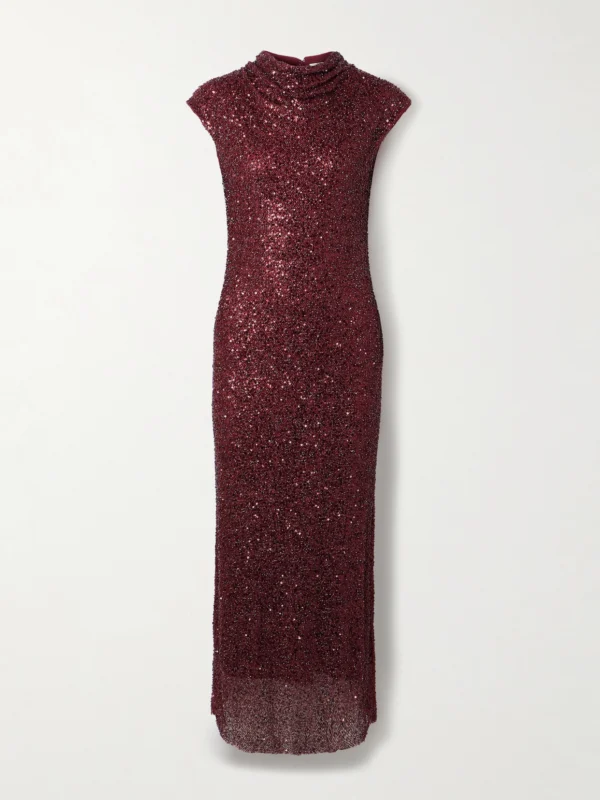 Simkhai Zaria Embellished Draped Mesh Midi Dress