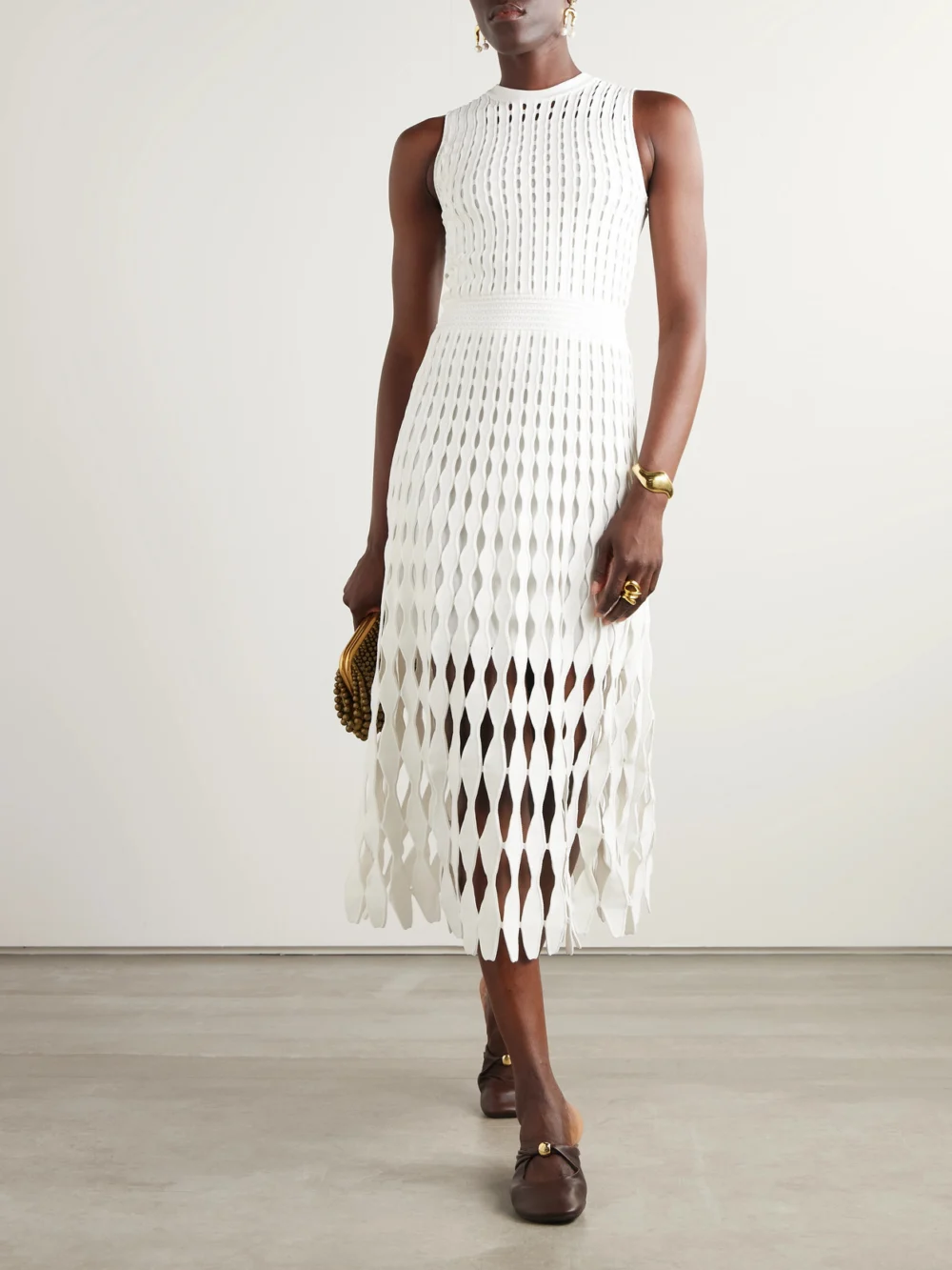 Simkhai Zyla Cutout Jersey Midi Dress, worn by a model