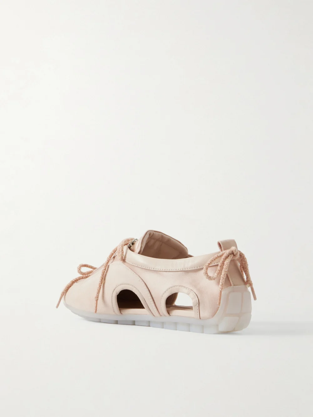 Back view of the Simone Rocha Ballerina Cutout Suede-trimmed Satin Sneakers
