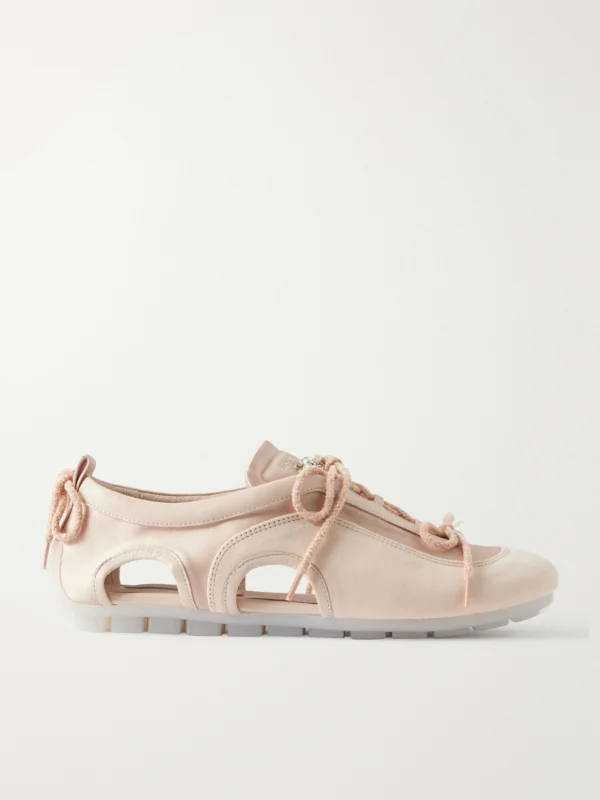 Simone Rocha Ballerina Cutout Suede-trimmed Satin Sneakers