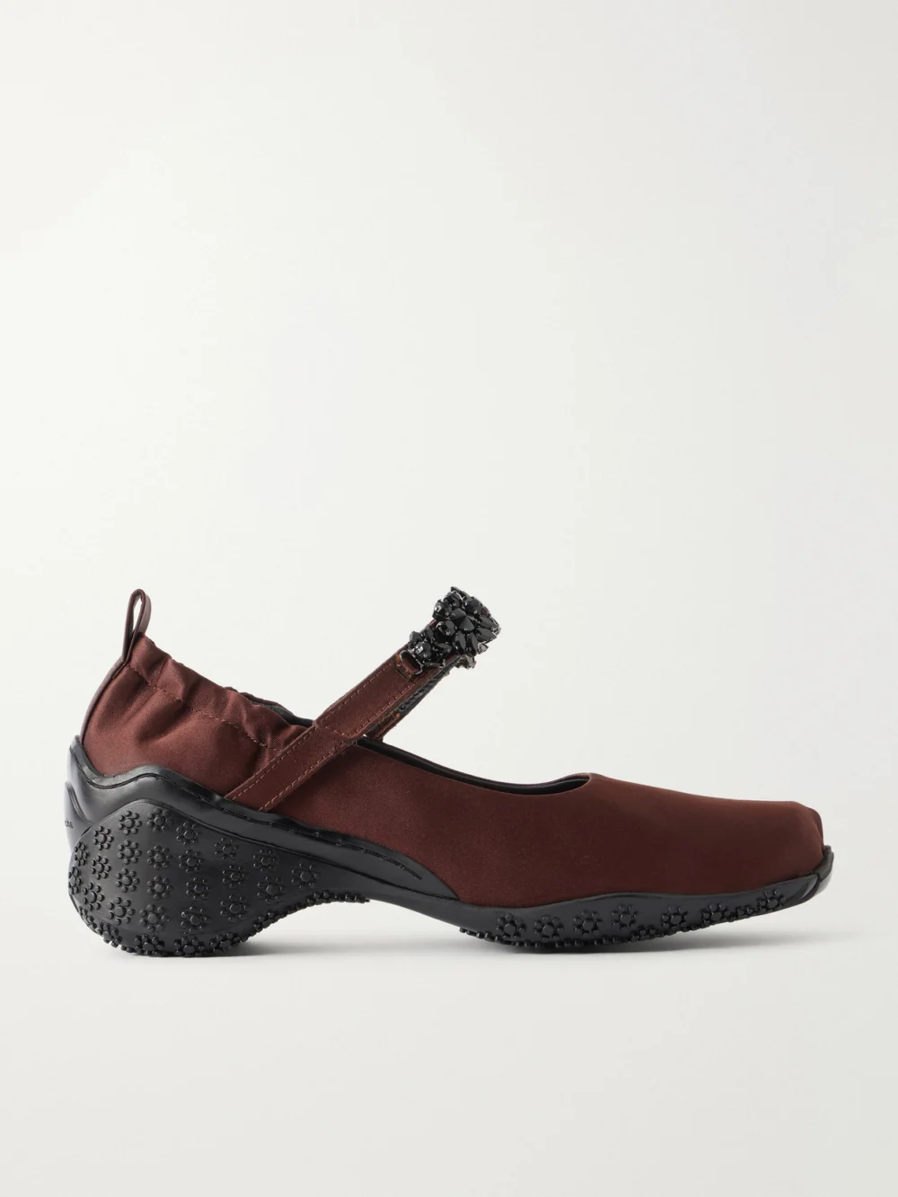 Simone Rocha Ballet Runner Crystal-embellished Satin Pumps in brown