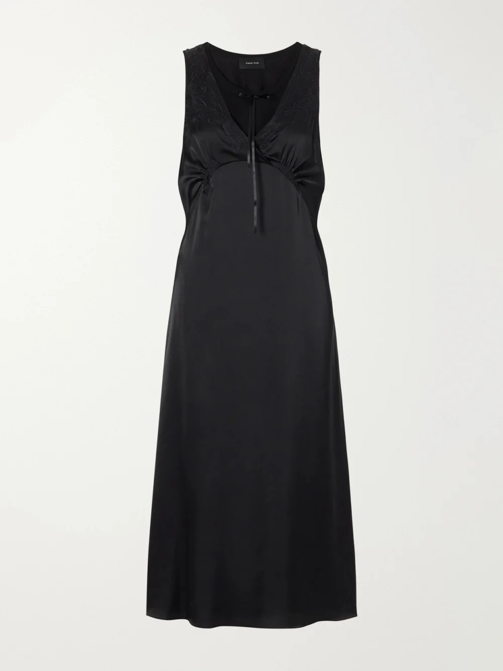 Simone Rocha Bow-detailed Embroidered Satin Midi Dress in black
