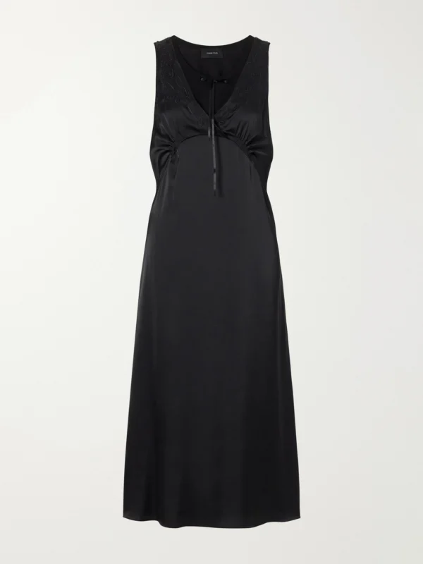 Simone Rocha Bow-detailed Embroidered Satin Midi Dress