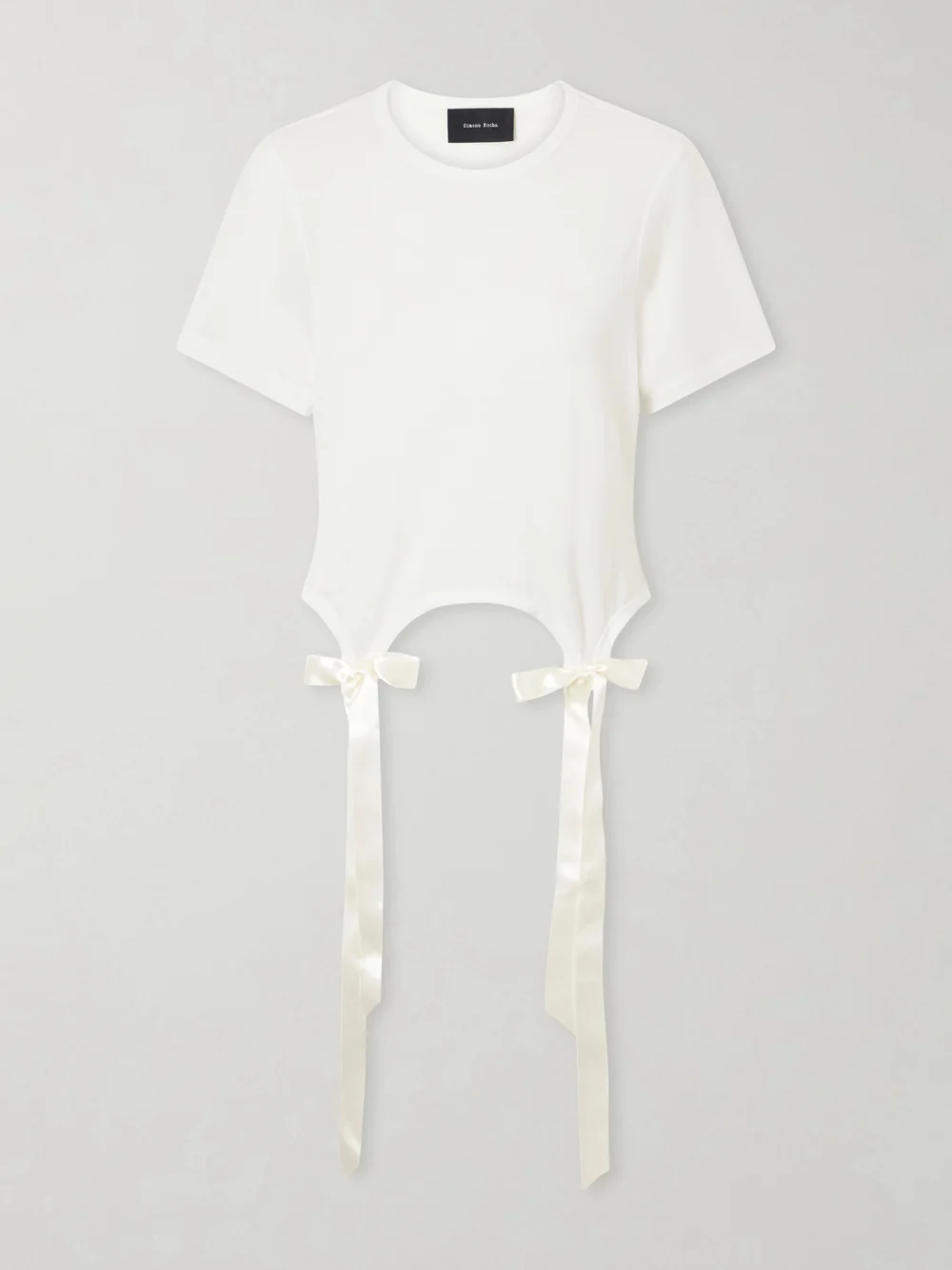 Simone Rocha Bow-detailed Jersey T-shirt in ivory
