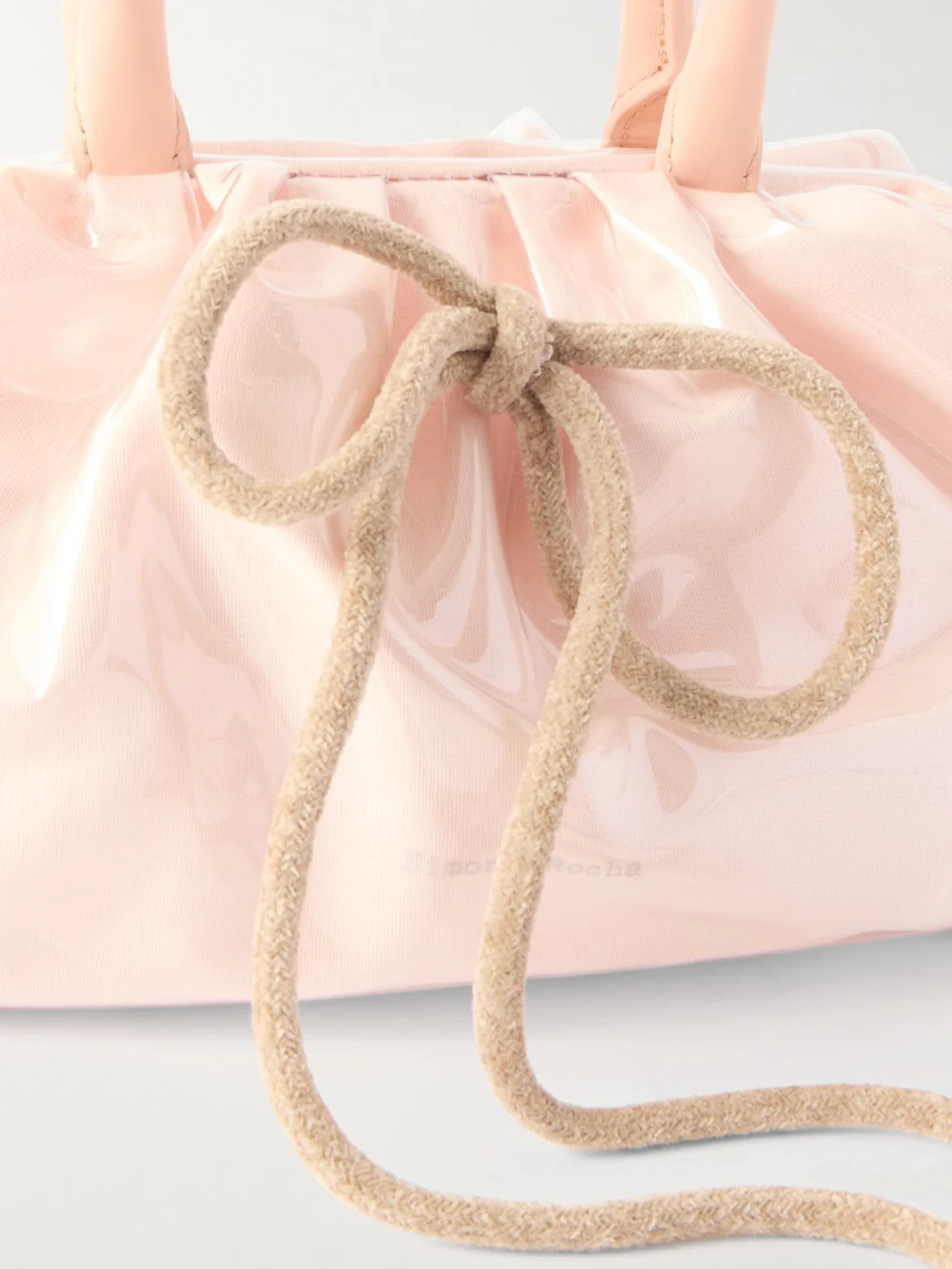 Close-up detail of the Simone Rocha Bow-detailed Leather and Chenille-trimmed Vinyl Tote