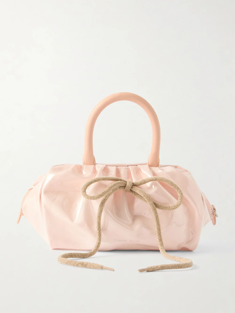 Simone Rocha Bow-detailed Leather and Chenille-trimmed Vinyl Tote in pink