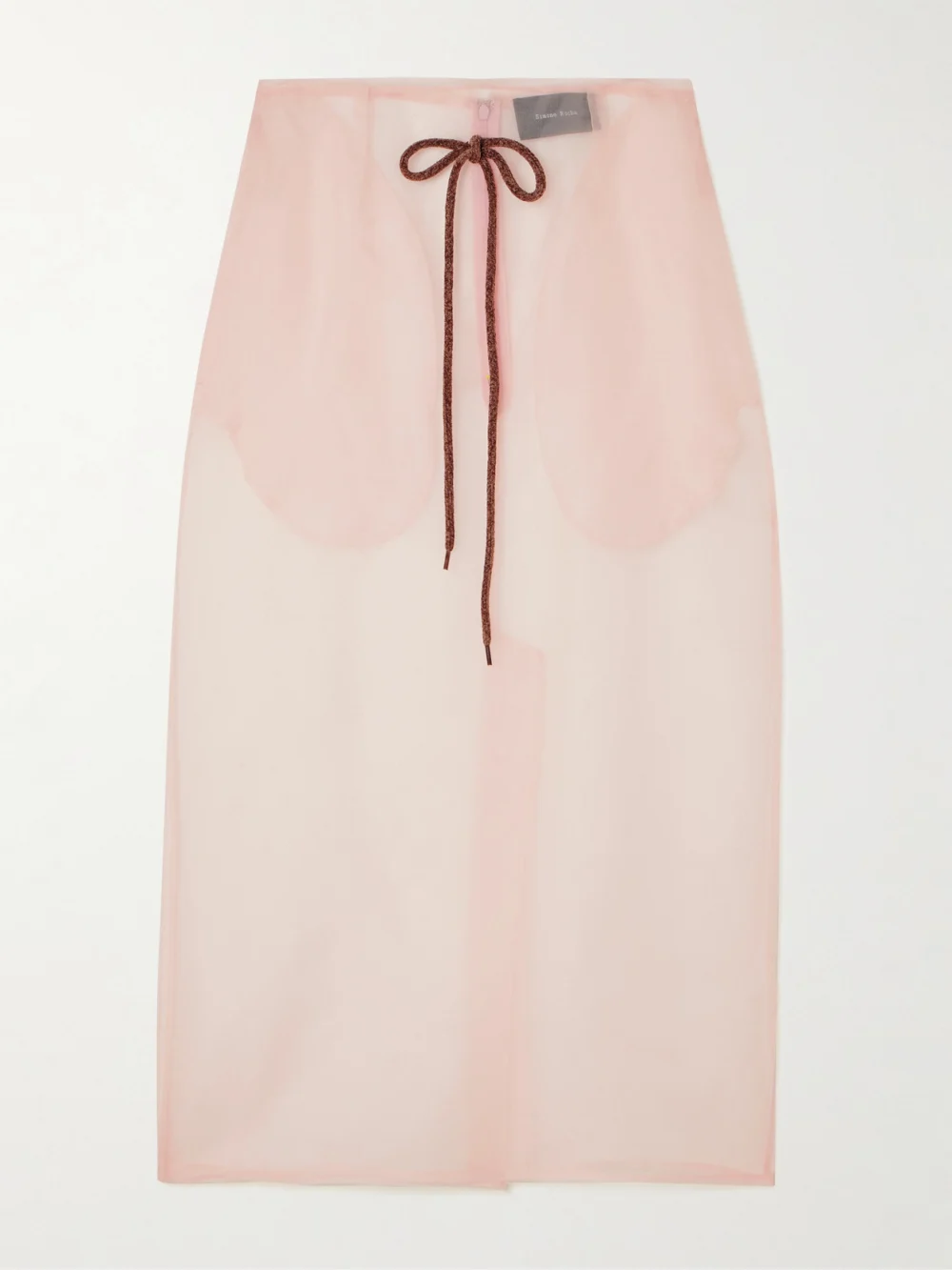 Simone Rocha Bow-detailed Silk-organza Midi Skirt in pastel pink