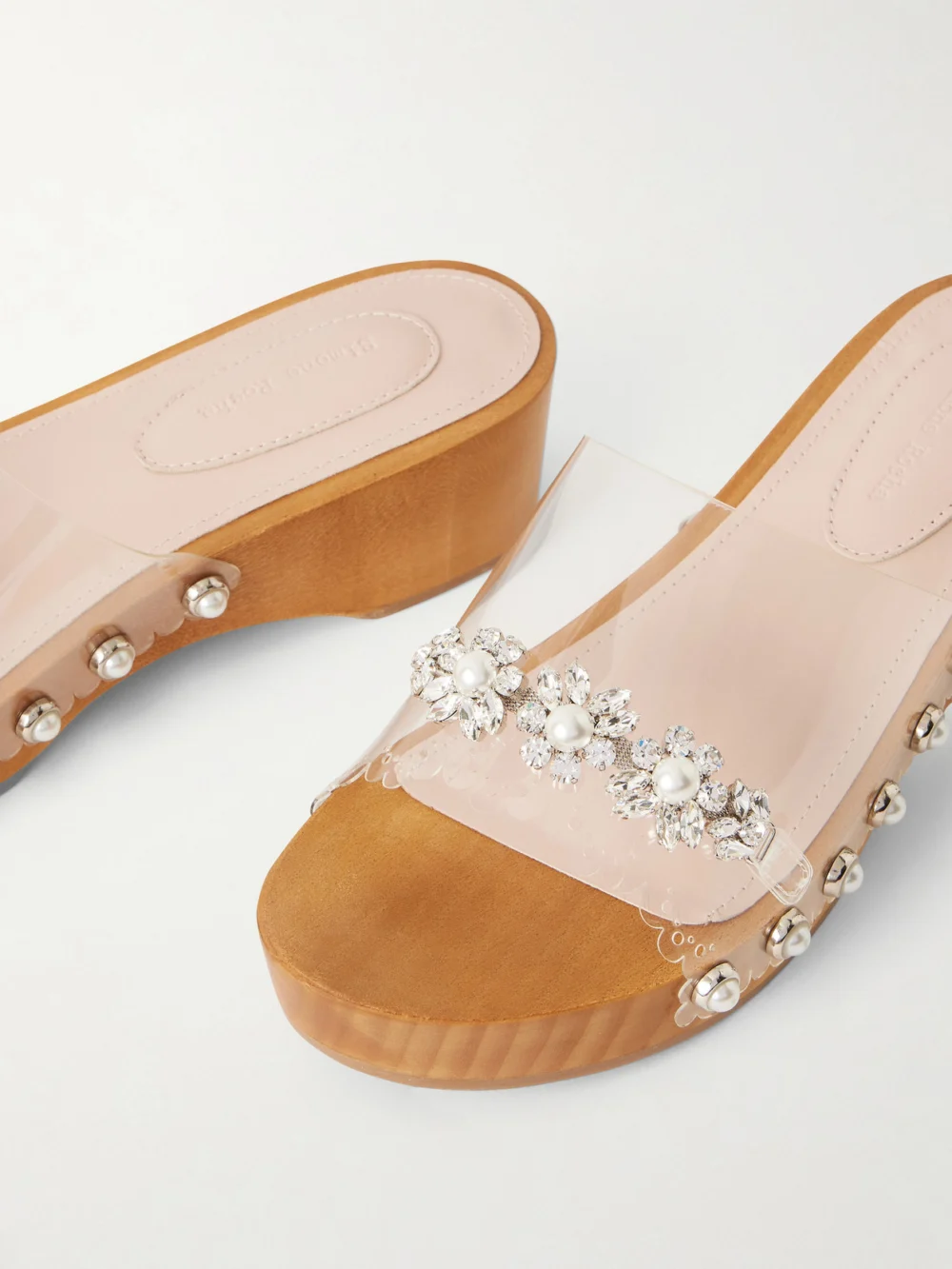 Close-up detail of the Simone Rocha Crystal-embellished Pu Clogs