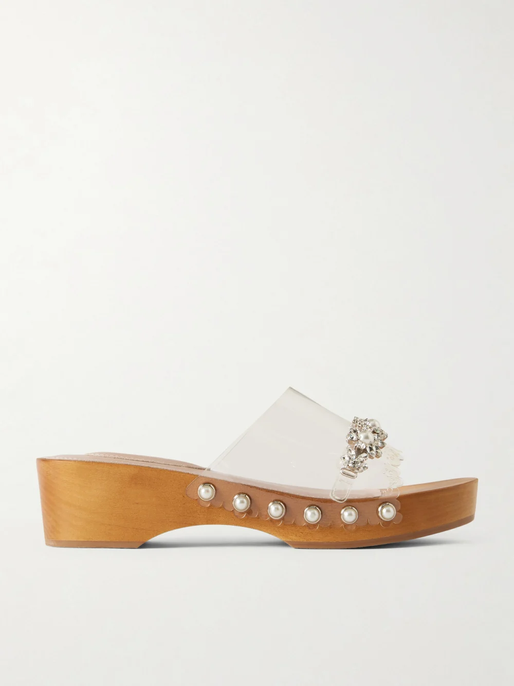 Simone Rocha Crystal-embellished Pu Clogs in clear