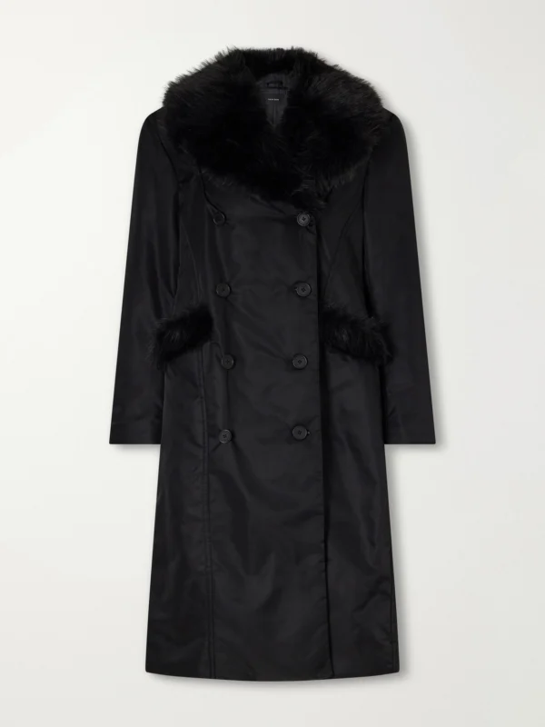 Simone Rocha Double-breasted Plush-trimmed Shell Coat