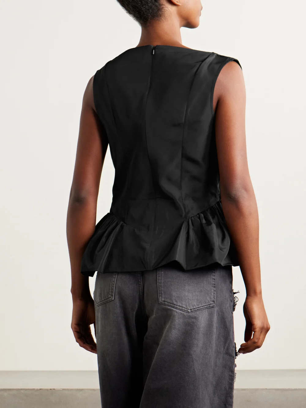 Back view of the Simone Rocha Draped Taffeta Peplum Top