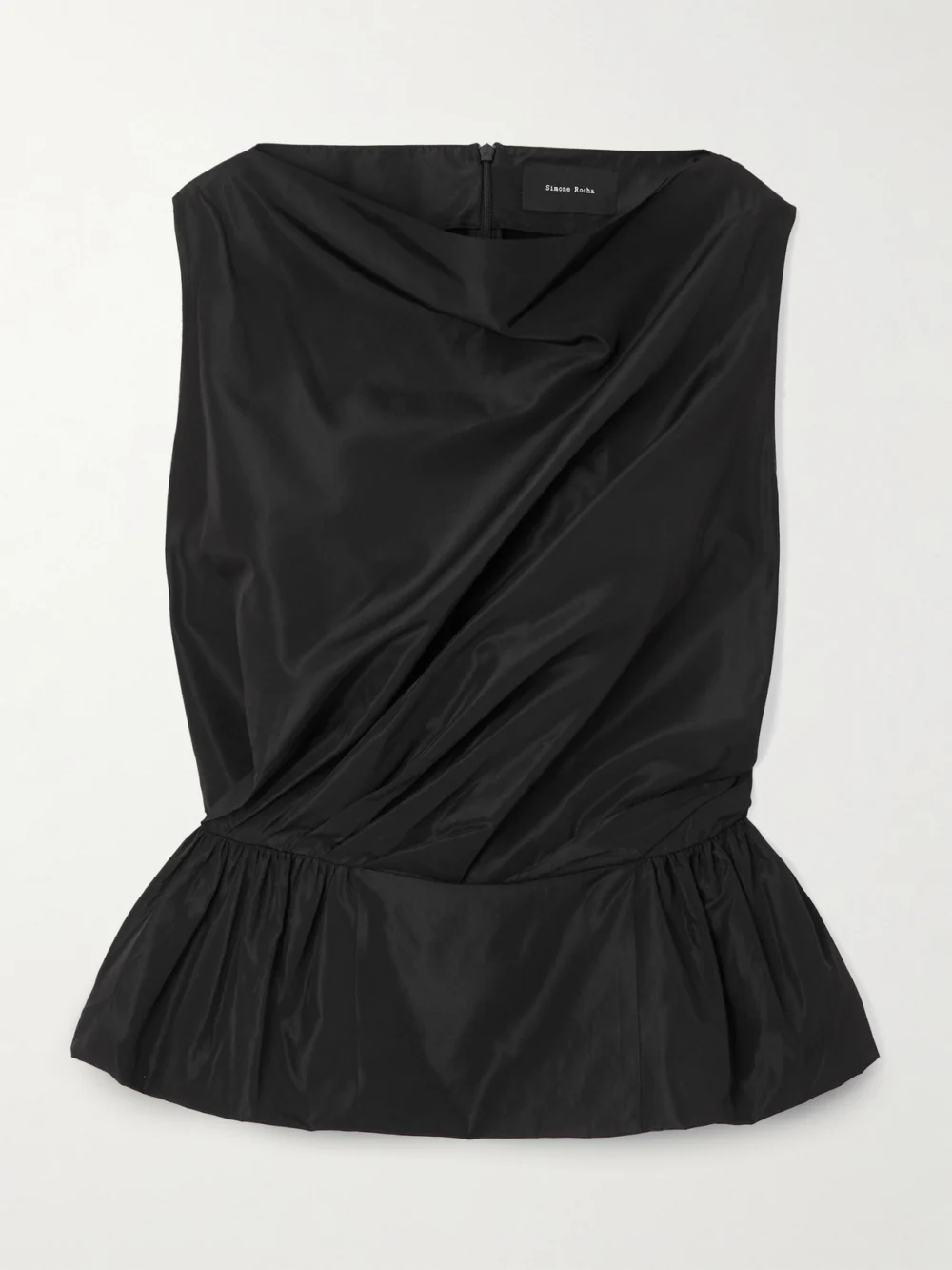 Simone Rocha Draped Taffeta Peplum Top in black