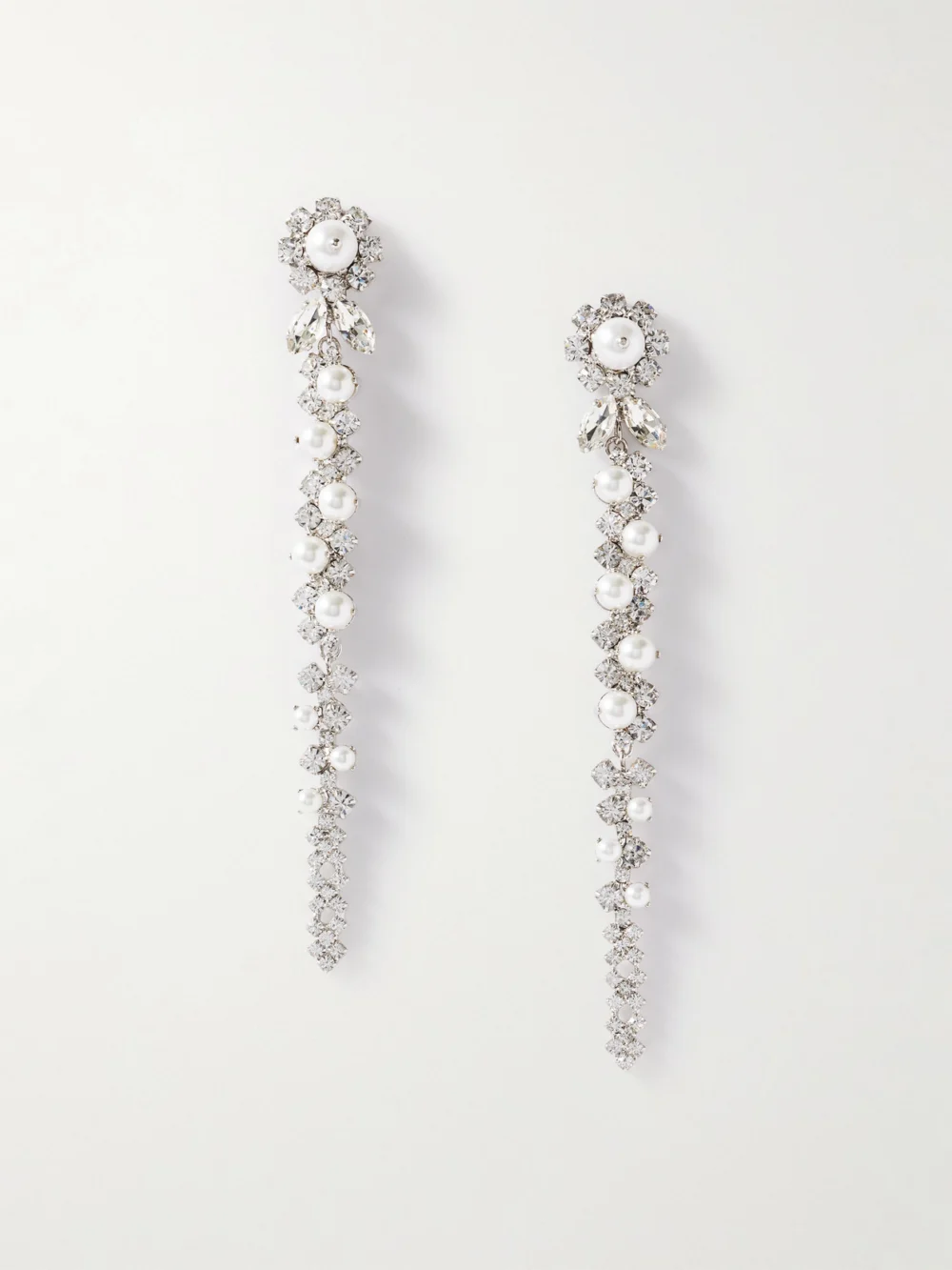 Simone Rocha Drip Silver-tone Crystal and Pearl-like Earrings