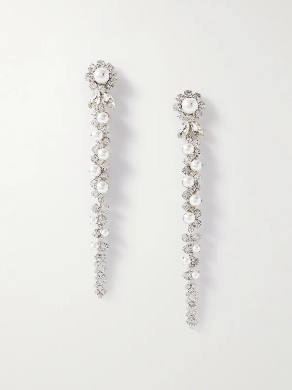 Simone Rocha Drip Silver-tone Crystal and Pearl-like Earrings