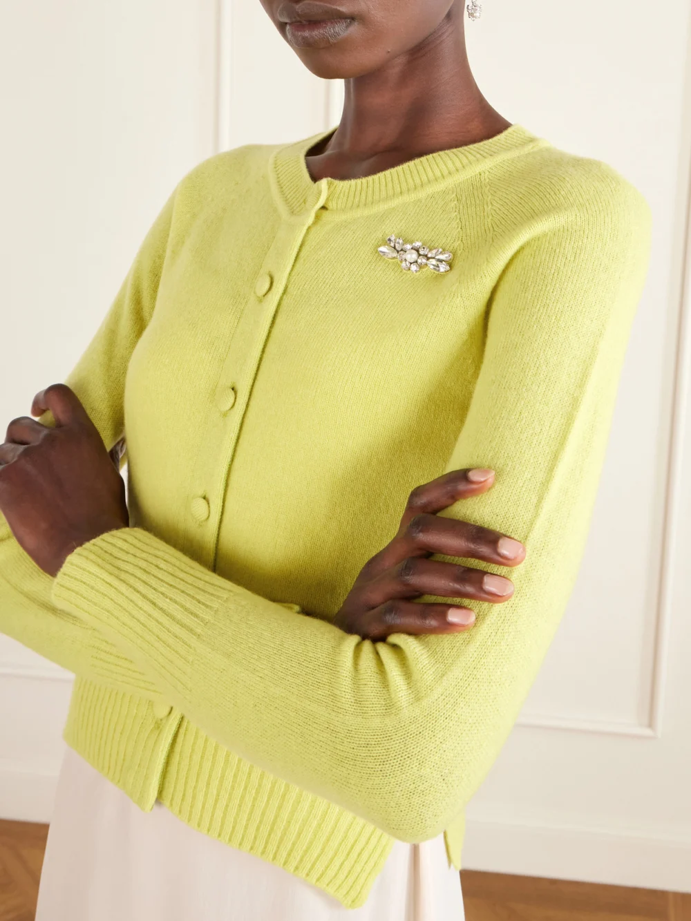 Close-up detail of the Simone Rocha Embellished Cashmere Cardigan