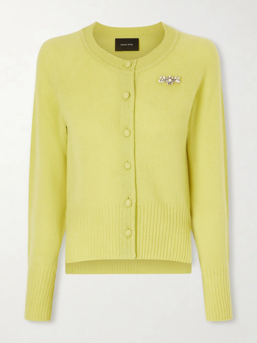 Simone Rocha Embellished Cashmere Cardigan in green